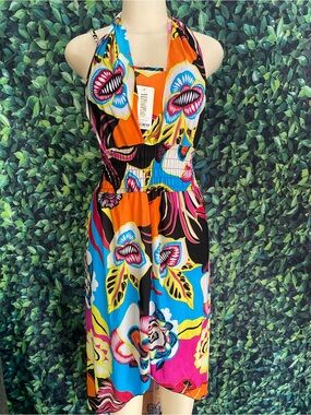 Vibrant Multicolor Halter Hi/Lo Sundress